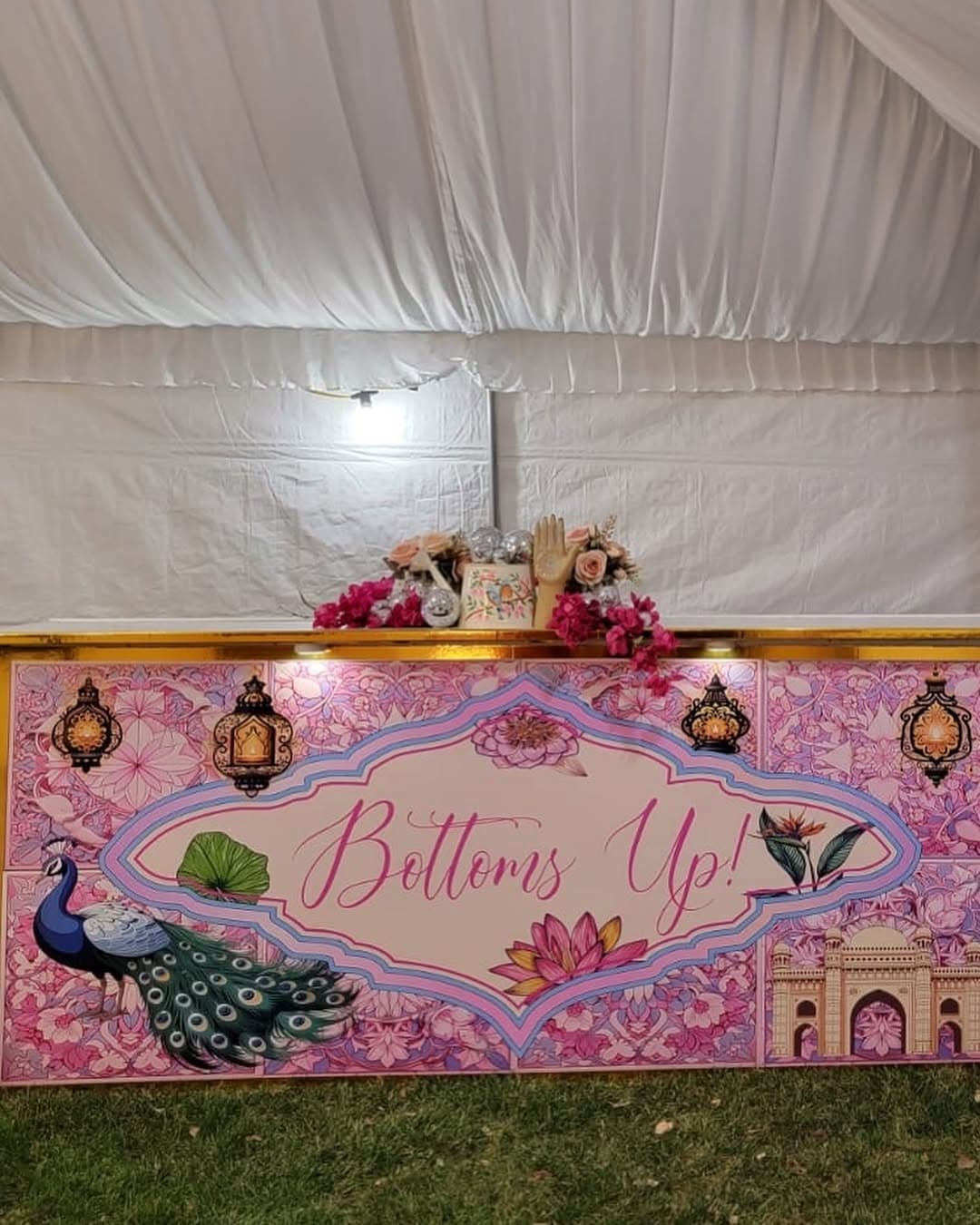 Vibrant South Asian wedding floor wrap with paisley and traditional motifs