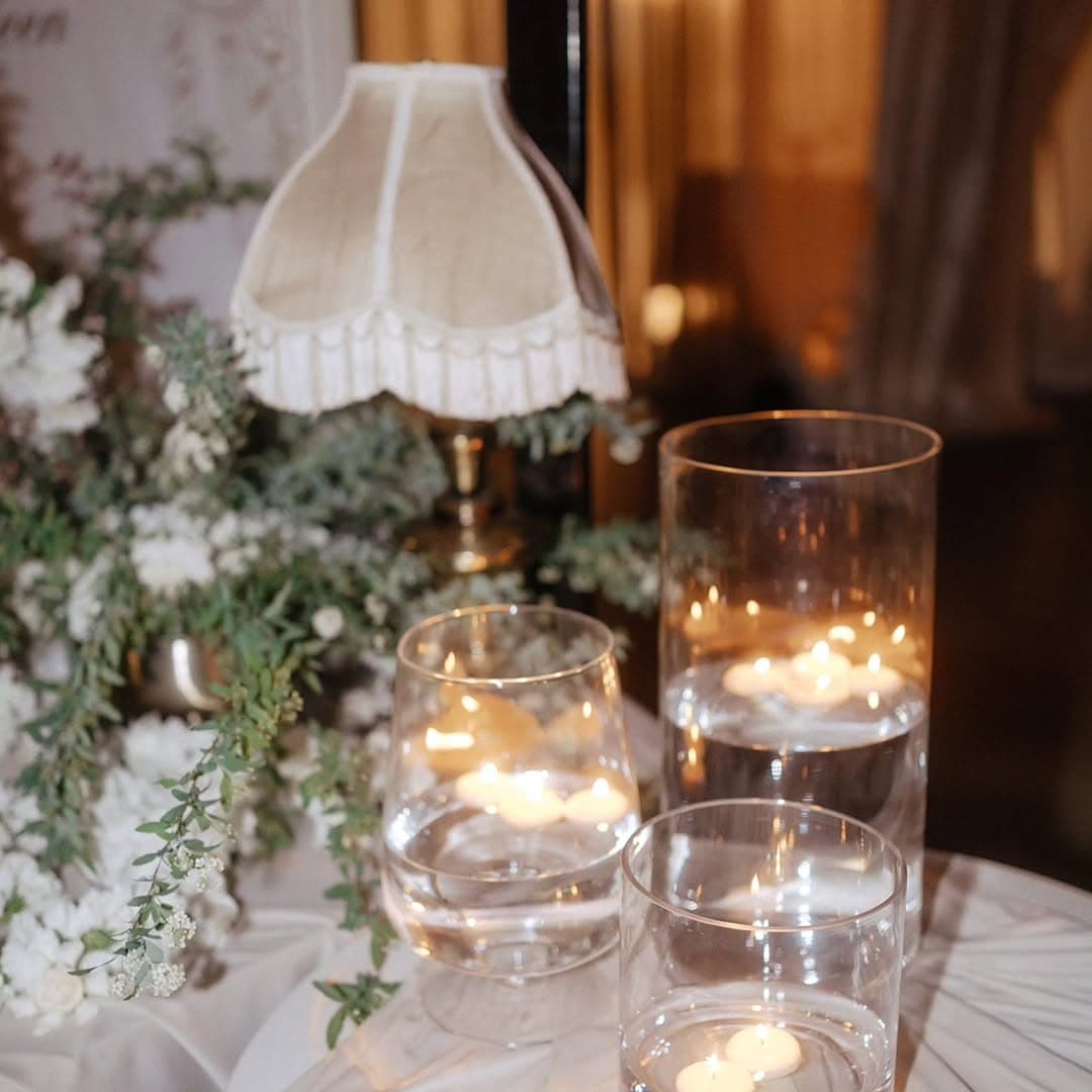 Custom floor design featuring geometric patterns for modern wedding