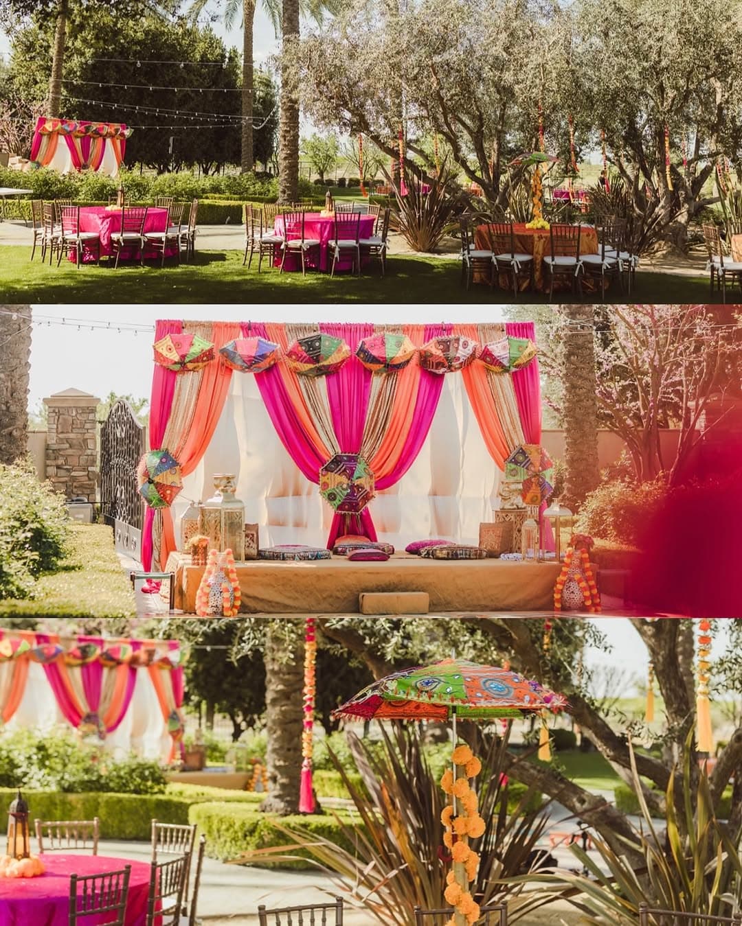 Outdoor wedding celebration in Central California with custom event decor